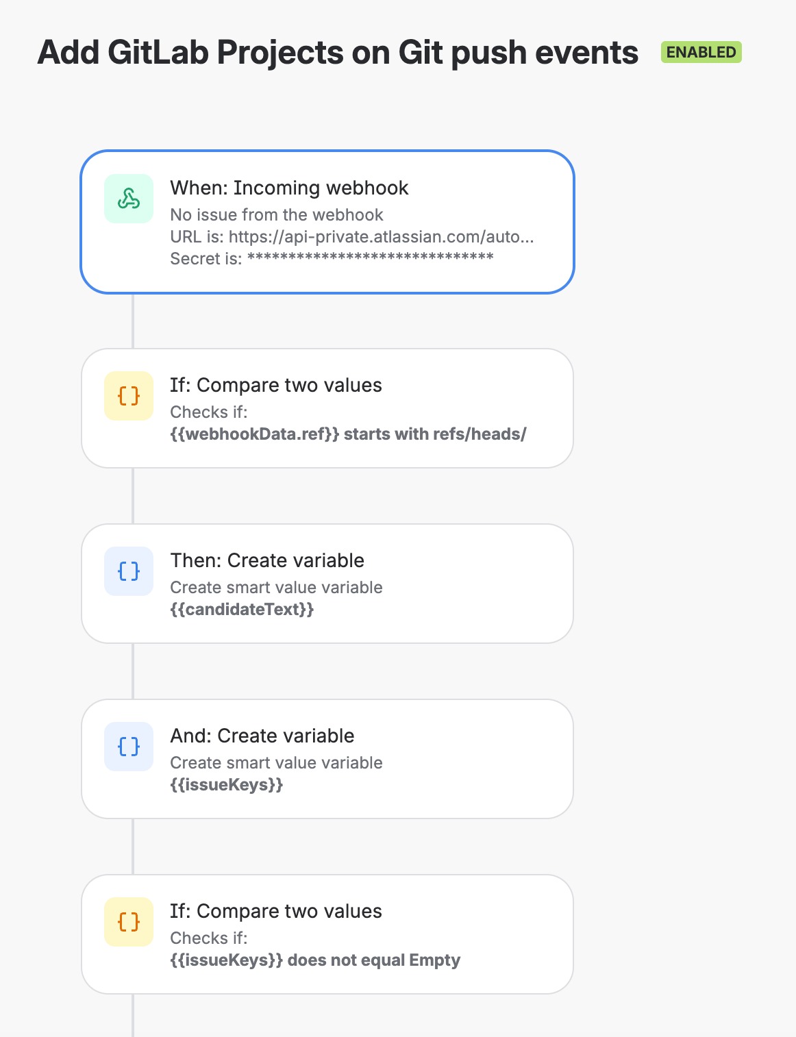 First part of the Jira Automation rule