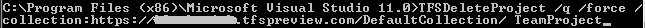 Running TFSDeleteProject